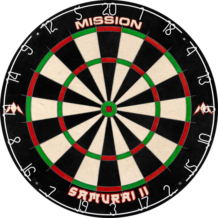 Dartboard Set: Mission Samurai II Dartboard + Pro Surround + Throwline + 6 Darts
