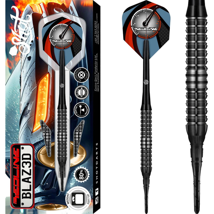 *Shot Redline Darts - Soft Tip - 80% Tungsten - BLAZ3D - 20g