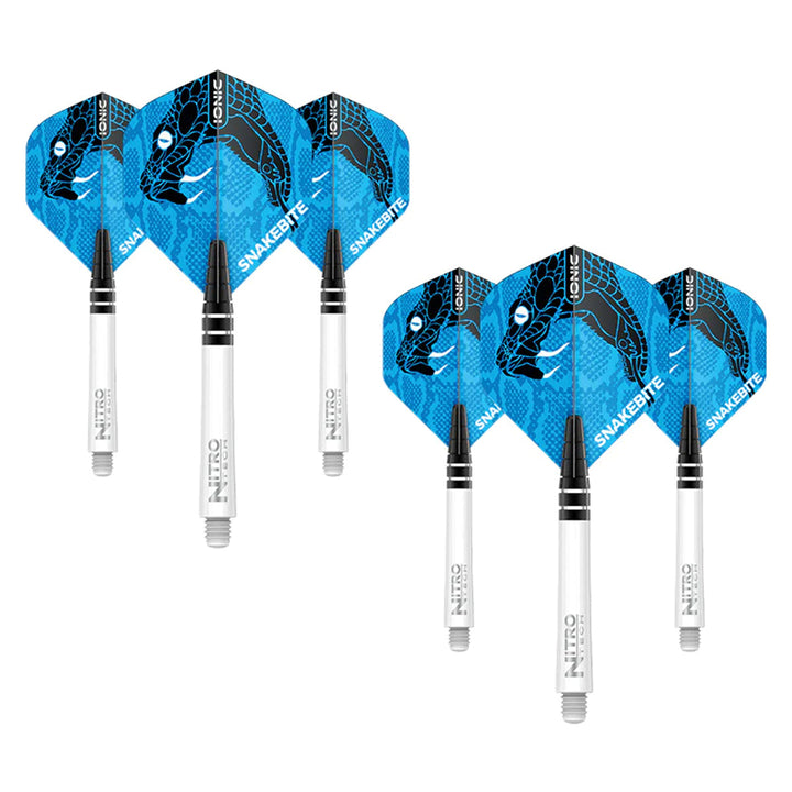 Peter Wright Snakebite Nitrotech & Hardcore Combo - White & Blue by Red Dragon - 3 Sets