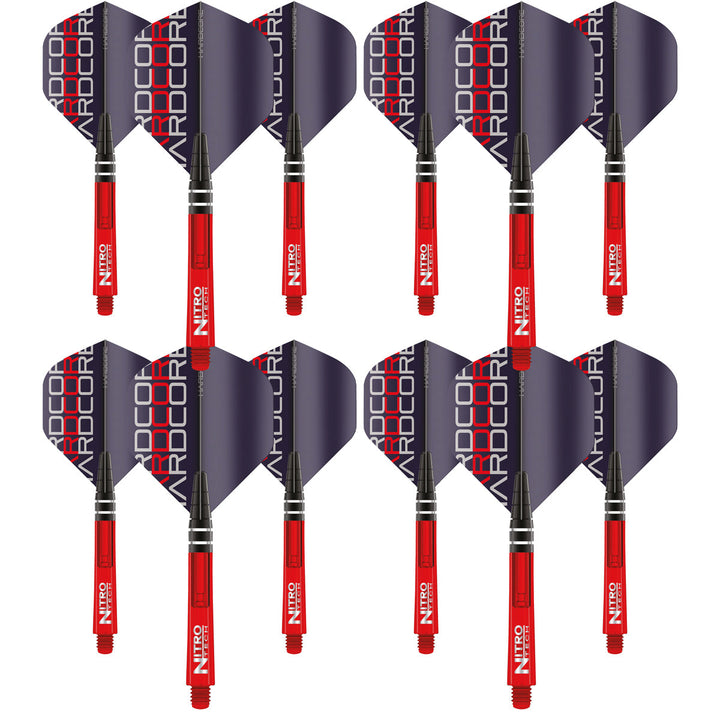 Nitrotech Flight & Shaft Combo - Red by Red Dragon - 4 Sets