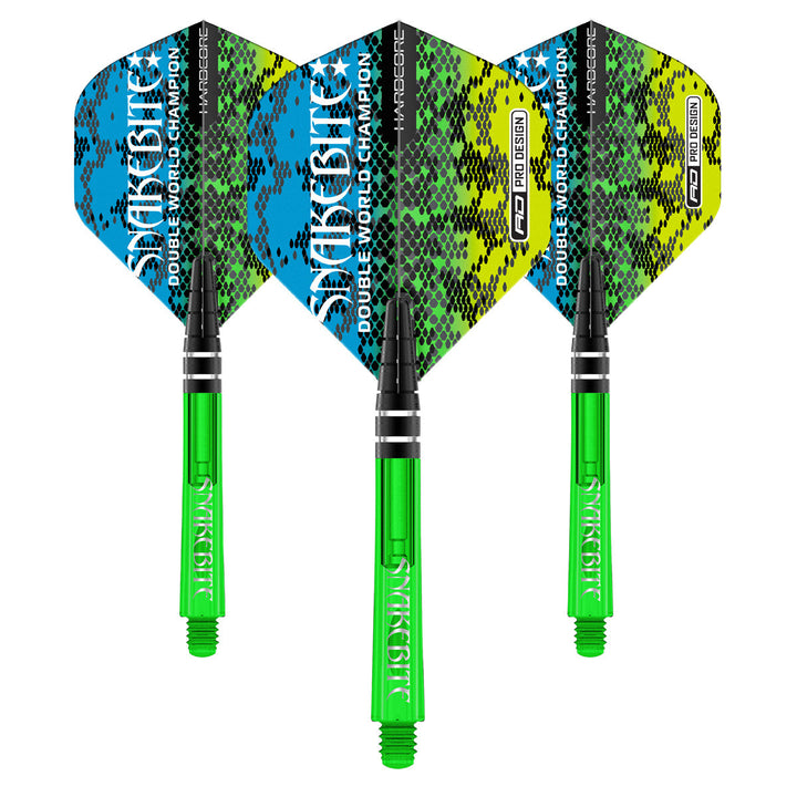 Peter Wright Snakebite Nitro Ionic & Hardcore Combo - Green by Red Dragon - 2 Sets