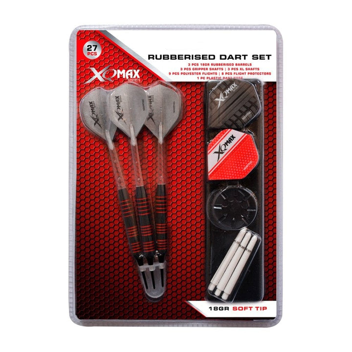 *XQMax Rubberised Soft Tip Dart Set - with Extras - Black - 18g