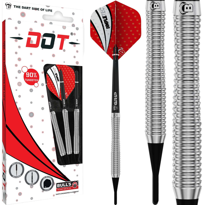 BULL'S Dot D2 Darts - Soft Tip - 90% Tungsten - Full Ring