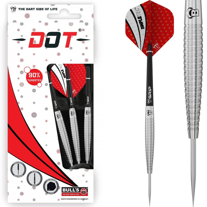 BULL'S Dot D6 Darts - Steel Tip - 90% Tungsten - Pyramid Grip 22g