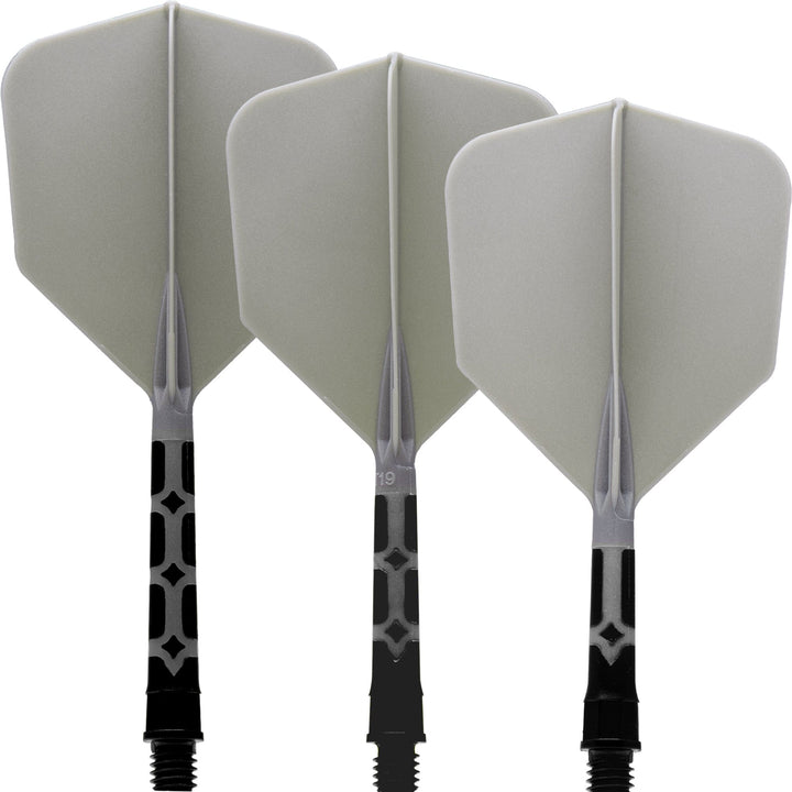 Cuesoul Rost T19 Integrated Dart Shaft and Flights - Big Wing - Black with Grey Flight