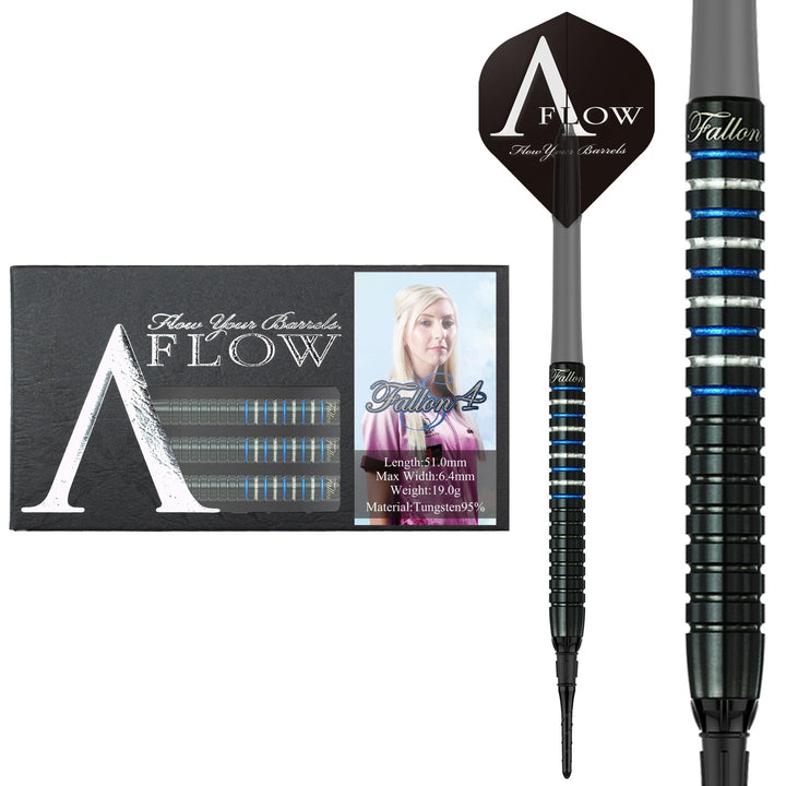 *Dynasty - A Flow - Soft Tip Darts - Black Line - Fallon Sherrock - Blue Ring - Fallon 4S - 19g