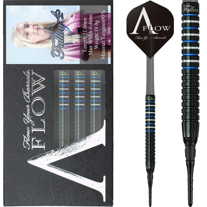 *Dynasty - A Flow - Soft Tip Darts - Black Line - Fallon Sherrock - Blue Ring - Fallon 4S - 19g