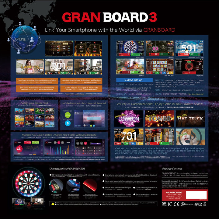 Granboard 3S - Professional Electronic - Soft Tip Dartboard - White