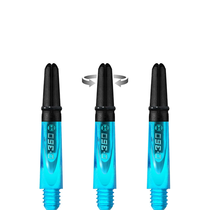 Harrows Carbon 360 Shafts - Polycarbonate Dart Stems with Carbon Top - Aqua Blue Short