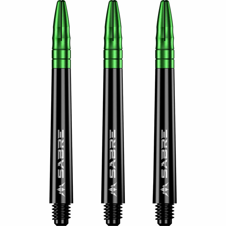 Mission Sabre Shafts - Polycarbonate Dart Stems - Black - Green Top Medium