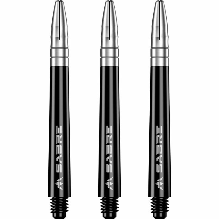 Mission Sabre Shafts - Polycarbonate Dart Stems - Black - Silver Top Medium