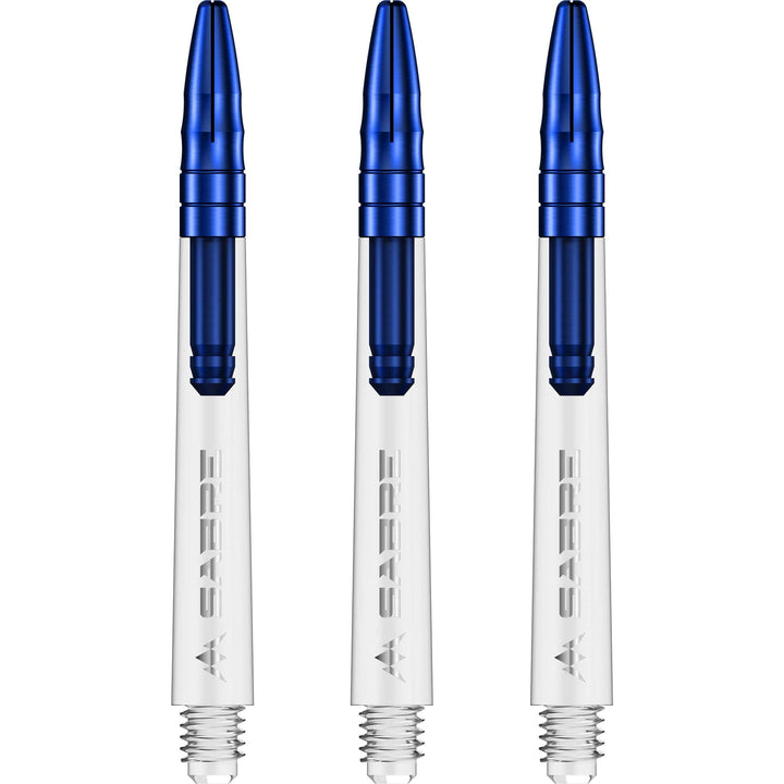 Mission Sabre Shafts - Polycarbonate Dart Stems - Clear - Blue Top Medium