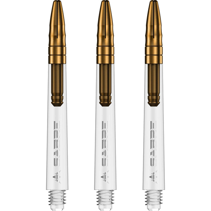 Mission Sabre Shafts - Polycarbonate Dart Stems - Clear - Gold Top Medium