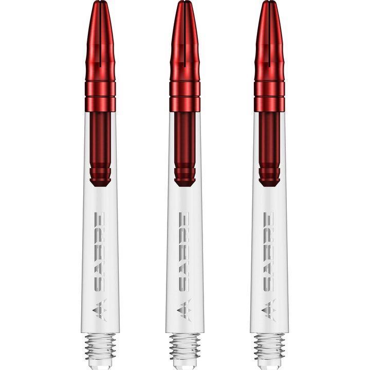 Mission Sabre Shafts - Polycarbonate Dart Stems - Clear - Red Top Medium
