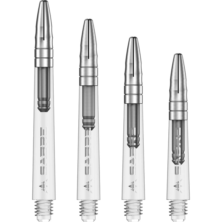 *Mission Sabre Shafts - Polycarbonate Dart Stems - Clear - Silver Top
