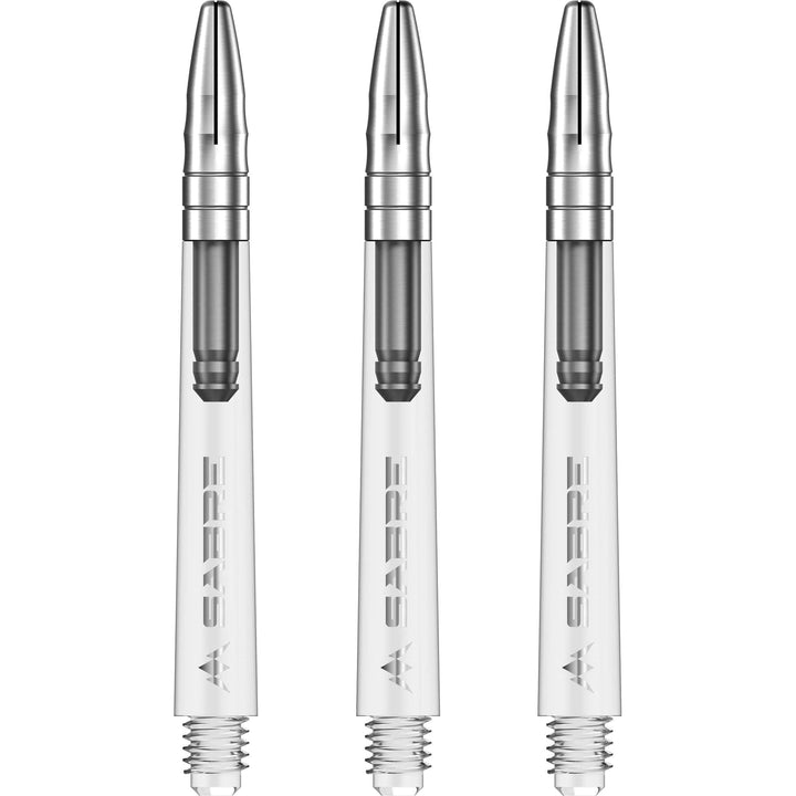 Mission Sabre Shafts - Polycarbonate Dart Stems - Clear - Silver Top Medium