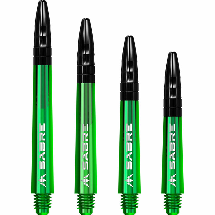 *Mission Sabre Shafts - Polycarbonate Dart Stems - Green - Black Top