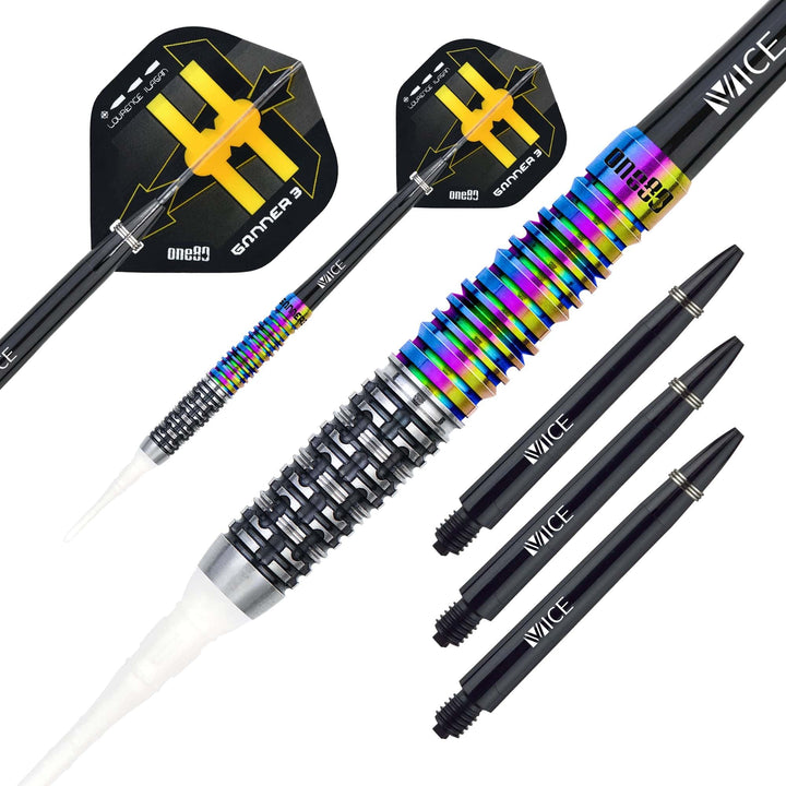 One80 Gunner III Darts - Soft Tip - Lourence Ilagan - Black & Chameleon