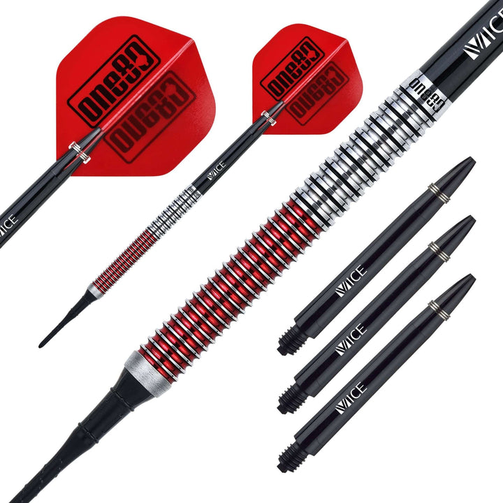 One80 Jaime Nuñez Cortes Darts - Soft Tip - JNC - Signature Darts - Electric Red