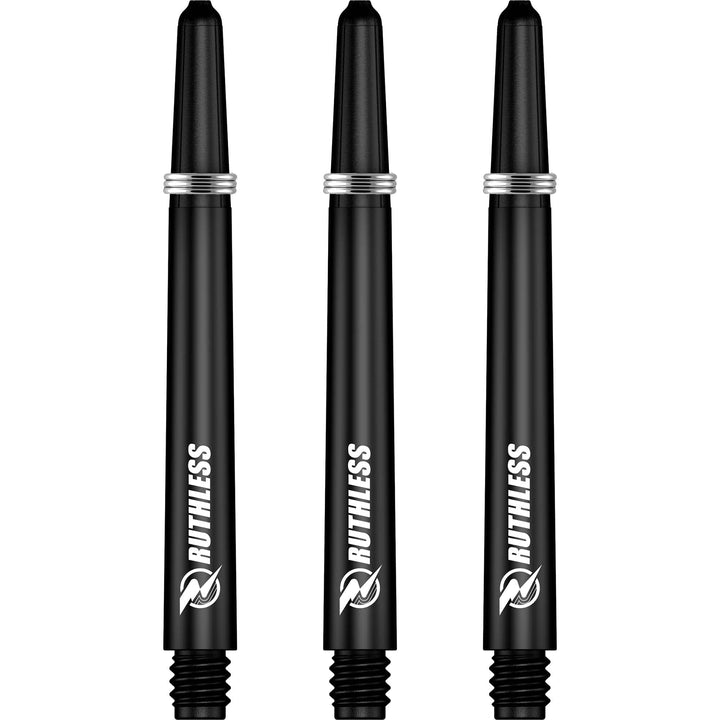 Ruthless Deflectagrip Dart Shafts - Nylon Stems with Springs - Black Medium