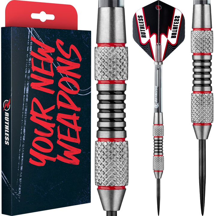 *Ruthless Scallop Darts - Steel Tip - Twin Knurl - Black & Red - 21g
