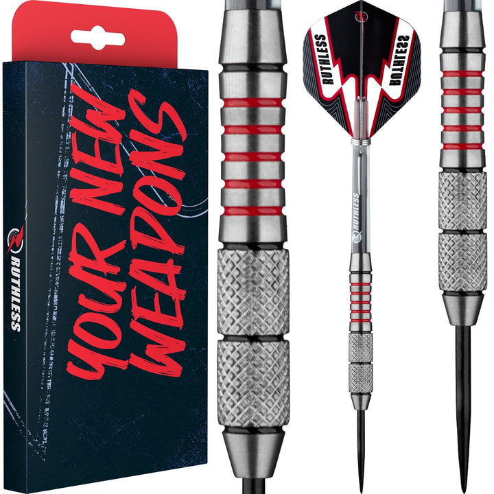 *Ruthless Scallop Darts - Steel Tip - Front Knurl - Black & Red - 23g