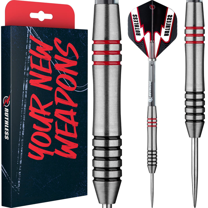 *Ruthless Scallop Darts - Steel Tip - Twin Ring - Black & Red - 24g