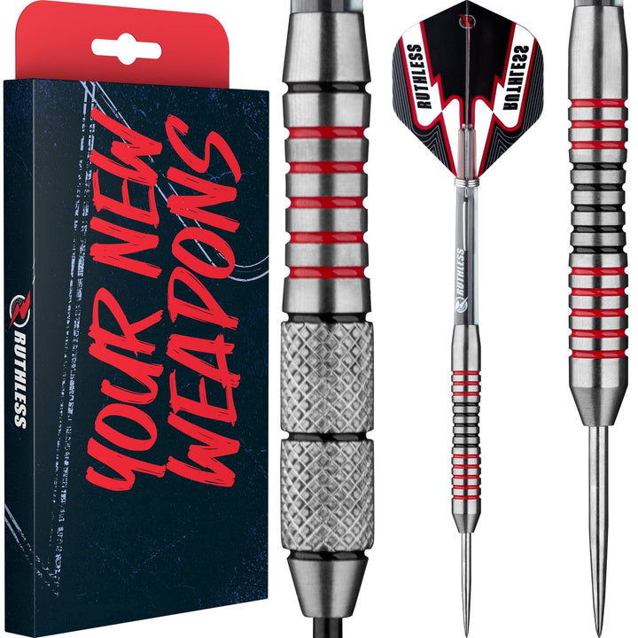 *Ruthless Scallop Darts - Steel Tip - Ringed - Black & Red - 26g