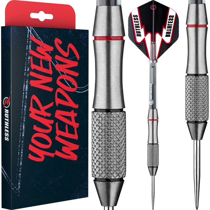 *Ruthless Scallop Darts - Steel Tip - Front Knurl - Black & Red - 27g