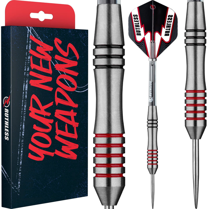 *Ruthless Scallop Darts - Steel Tip - Twin Ring - Black & Red - 28g