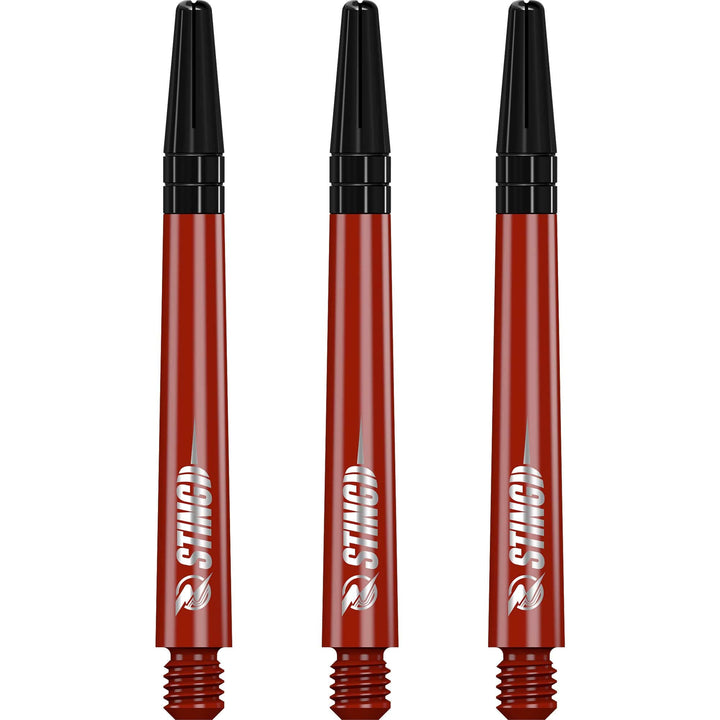 Ruthless Sting Dart Shafts - Polycarbonate - Solid Red - Black Top Medium