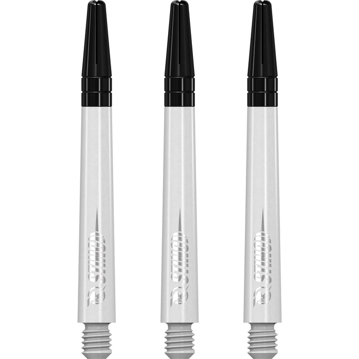Ruthless Sting Dart Shafts - Polycarbonate - Solid White - Black Top Medium
