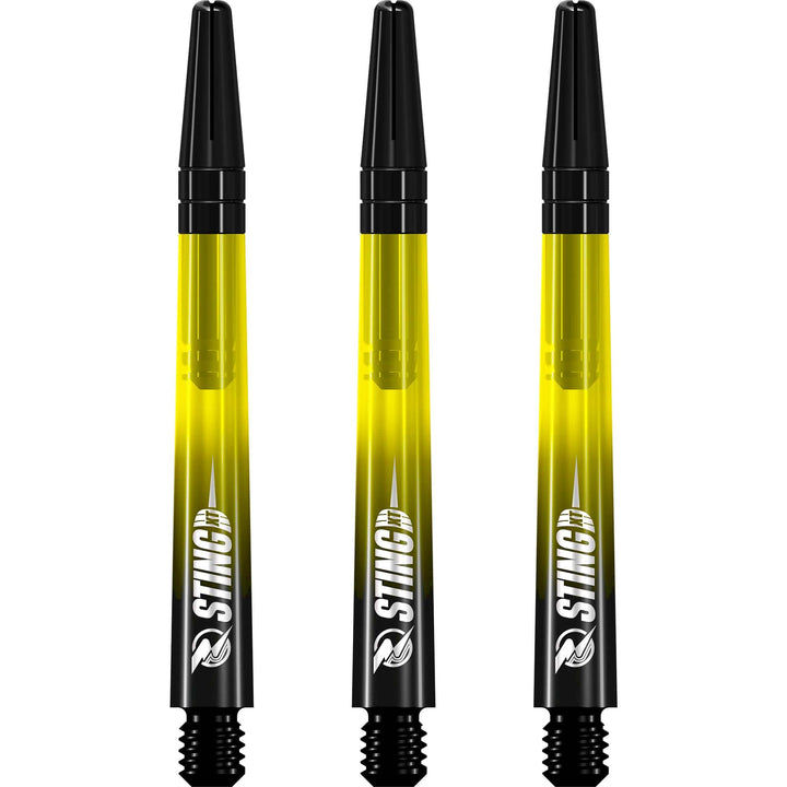Ruthless Sting XT Dart Shafts - Polycarbonate - Gradient Black & Yellow - Black Top Medium
