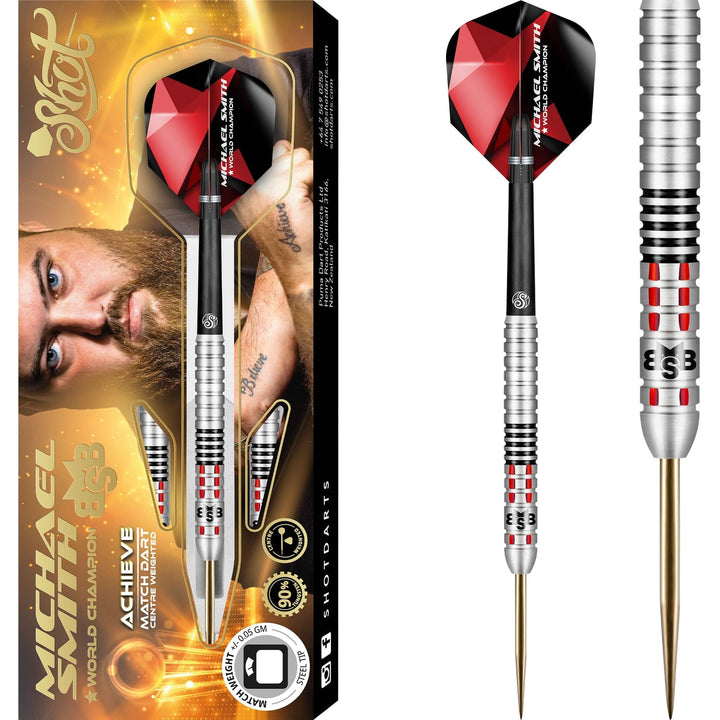 Shot Michael Smith Darts - Steel Tip Tungsten - Centre Weighted - Bully Boy - Achieve 21g