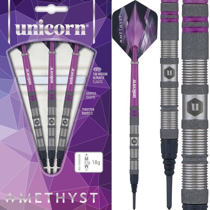 Unicorn Amethyst Darts - Soft Tip - Utech - Style 1 - Sandblasted