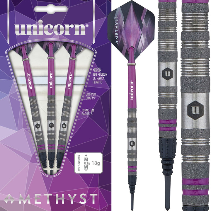 *Unicorn Amethyst Darts - Soft Tip - Utech - Style 2 - Sandblasted