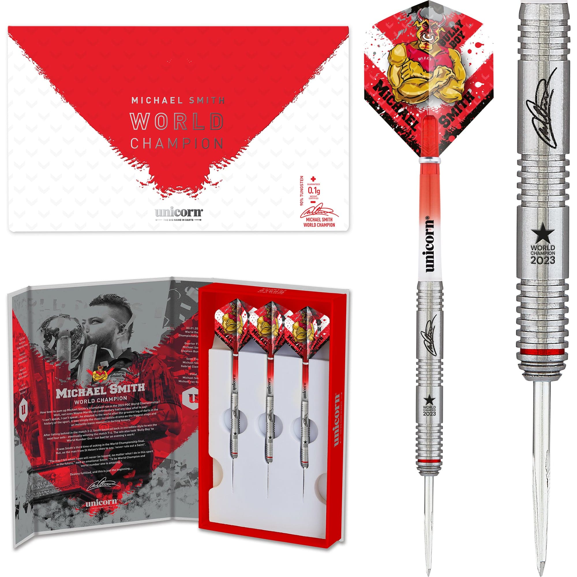 激レア　マイケル・スミス 2023ワールドチャンピオンエディション スティール Unicorn Michael Smith Darts - Steel Tip - Bully Boy - World