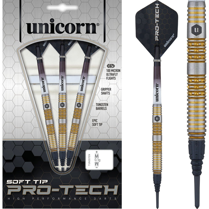 *Unicorn Protech Darts - Soft Tip - Style 6 - Silver & Gold 18g