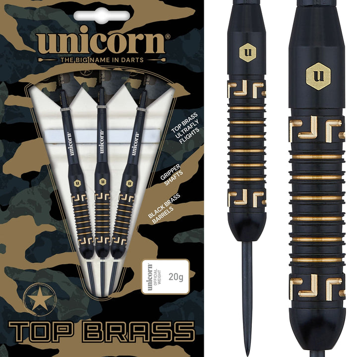 *Unicorn Top Brass Darts - Steel Tip - Style 1 - Black & Gold