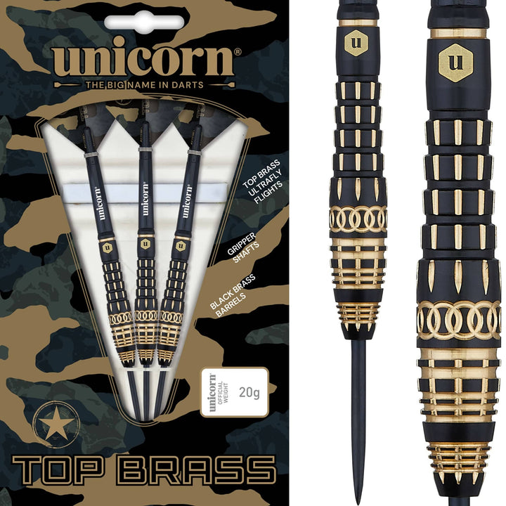 *Unicorn Top Brass Darts - Steel Tip - Style 4 - Black & Gold