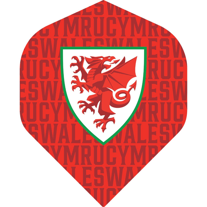 *Wales FA - Dart Flights - 100 Micron - No2 - Std - Welsh \ Cymru - F2 - Crest on Word Art