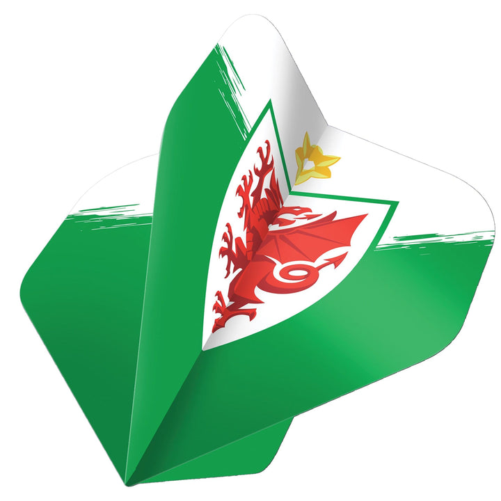 *Wales FA - Dart Flights - 100 Micron - No2 - Std - Welsh \ Cymru - F4 - White & Green