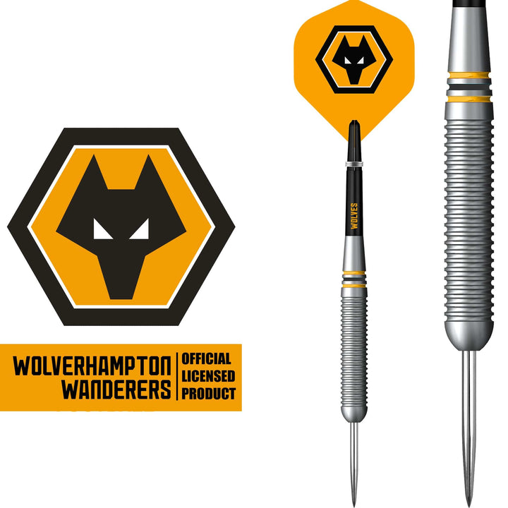 Wolverhampton Wanderers FC Darts - Steel Tip Brass - Official Licensed - Wolves - 22g