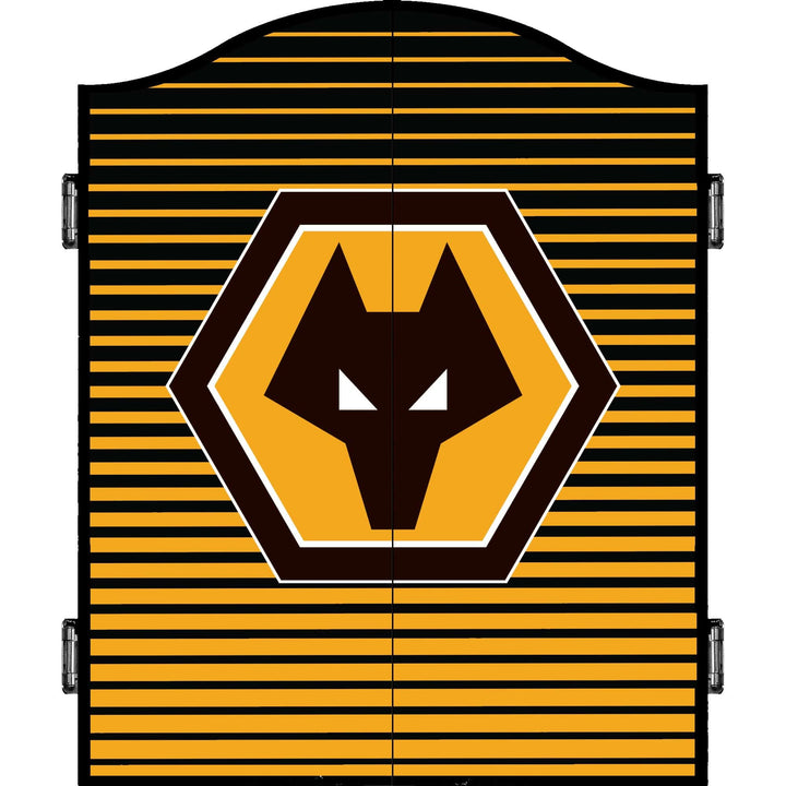 Wolverhampton Wanderers FC Dartboard Cabinet - Official Licensed - C3 - Wolves - Black - Stripe