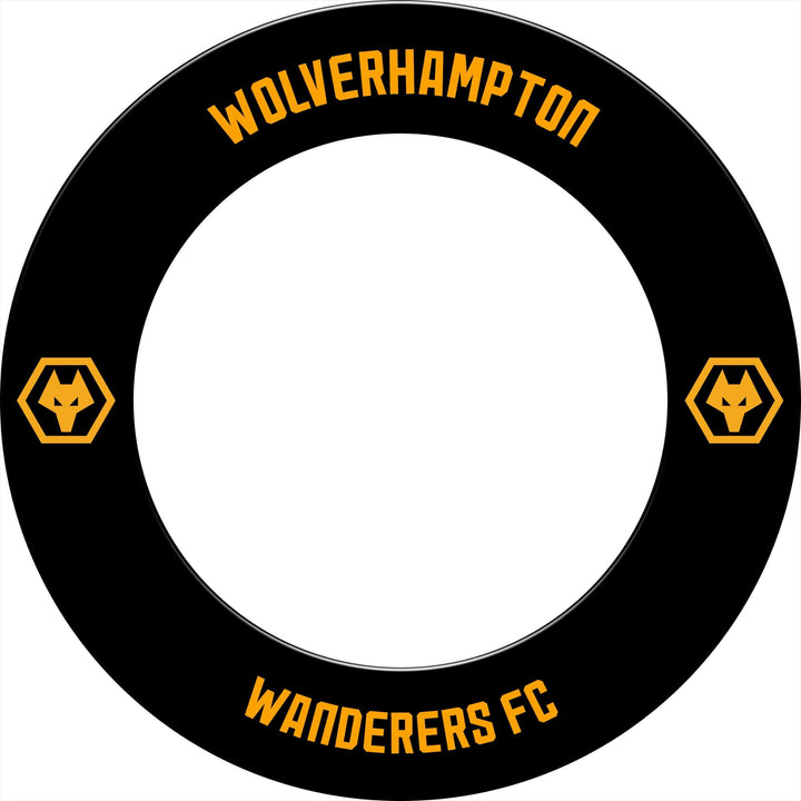 Wolverhampton Wanderers FC Dartboard Surround - Official Licensed - Wolves - S1 - Black - Yellow Crest