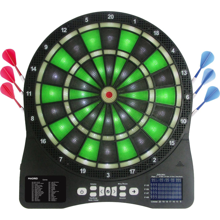 *XQMax Electronic Dartboard - Multiplayer - with 6 Darts - 48 Games - Madrid