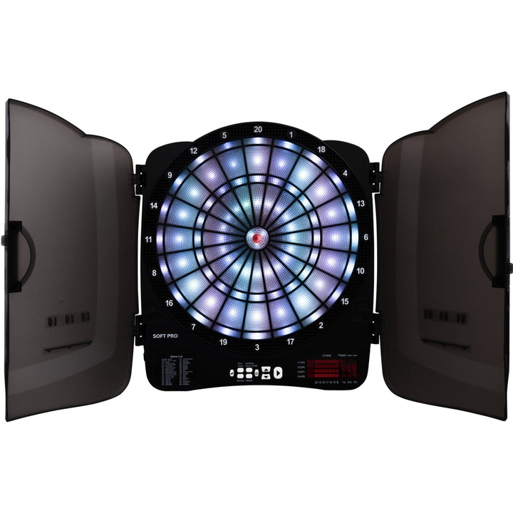 *XQMax Electronic Dartboard in Cabinet - Multiplayer - with 6 Darts - 48 Games - Bern