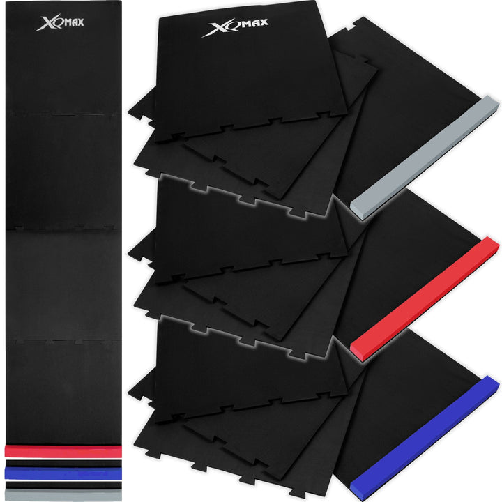 *XQMax Puzzle Dart Mat - 4 Piece Jigsaw Design - Black - Includes Raised Oche
