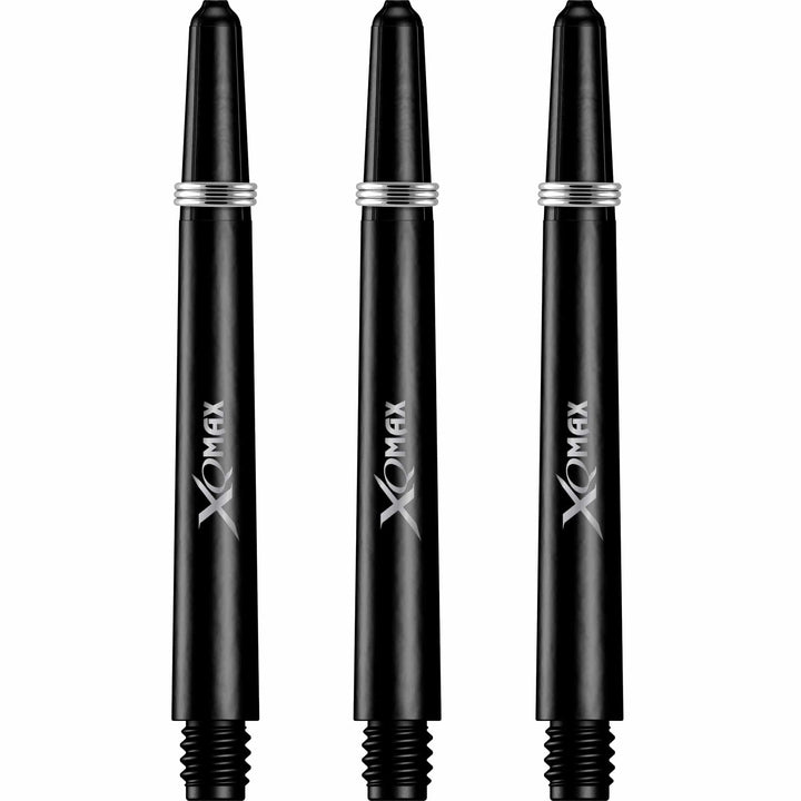 XQMax Polycarbonate Dart Shafts - Solid Colour with Logo - includes Springs - Black Medium