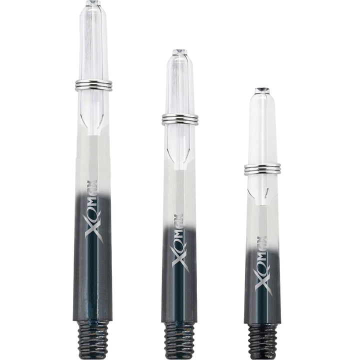 *XQMax Gradient Polycarbonate Dart Shafts - with Logo - includes Springs - Transparent & Black